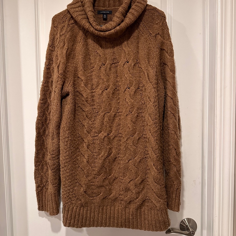 Lands' End Brown Cowl Neck Sweater